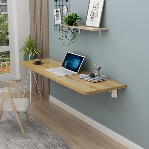 Table pliante murale en bois blanc gain de place pour ordinateur