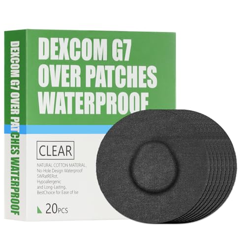 20 Pack,Over Patches Waterproof for Dexcom g7,CGM Sensor Patches| Non-Glue Central, Full Coverage, Latex-Free, Hypoallergenic& Breathable | Easy to Remove Without Leaving Any Marks (Black, 3.15 in)