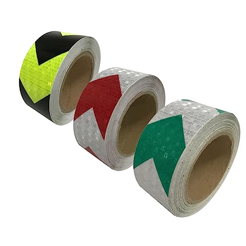 SOLUSTRE 3 Piezas pegatina de seguridad tener cuidado enmascaramiento barrera teta reflexivo pegatinas Gel caution tape pegatina de flecha llamativa nocturna etiqueta engomada de la flecha