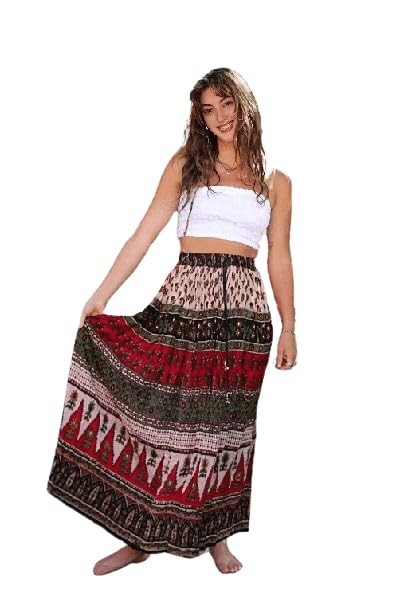 Women Rayon Ethnic Wear Printed Flared Full Length Long Crinkle Skirt-picture-12