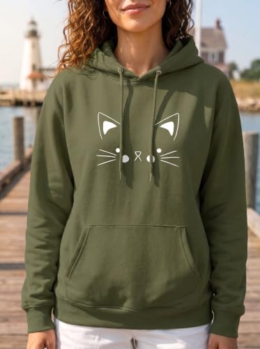 Image of More & More Unisex Kid's Cotton Hoodie Sweatshirt with Pocket Full Sleeves Hooded Neck Solid Pattern Cat Theme Regular Fit and Standard Length | Kids Hoodies for Casual