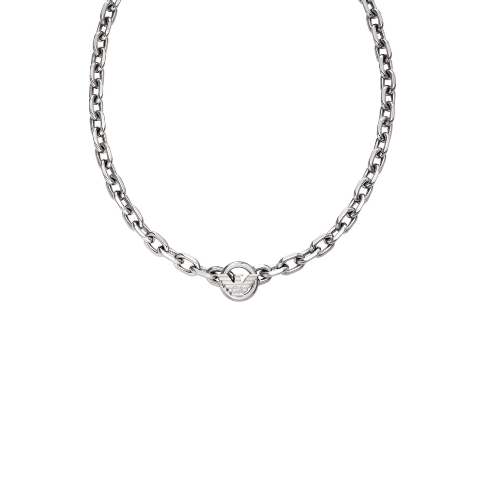 Emporio Armani Herren Silber-Ton Edelstahl Halskette, EGS3235040