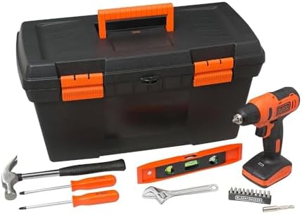 BLACK+DECKER Furadeira e Parafusadeira 10mm, Ideal para Parafusamentos em Geral, Com 18 Acessórios, Maleta de Ferramentas de Alumínio, 1 Carregador, Modelo LD12SA-BR, 12V