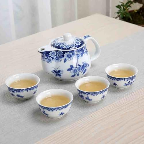 Image of Small Porcelain Teapot, 9oz Tea Pot with Stainless Steel Infuser Classical Chinese Penoy Flower (Love of Butterfly)