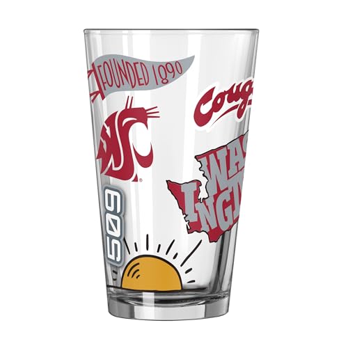 Image of Logo Brands NCAA 16 oz Pint Glass - Durable Glass With Bold Team Color- Chip-Resistant Rim Drinkware For Fans, Tailgates, Home Bars & Everyday Use