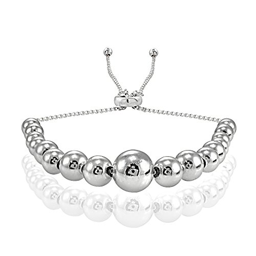 Image of Hoops & Loops Sterling Silver Graduated Bead Adjustable Bracelet