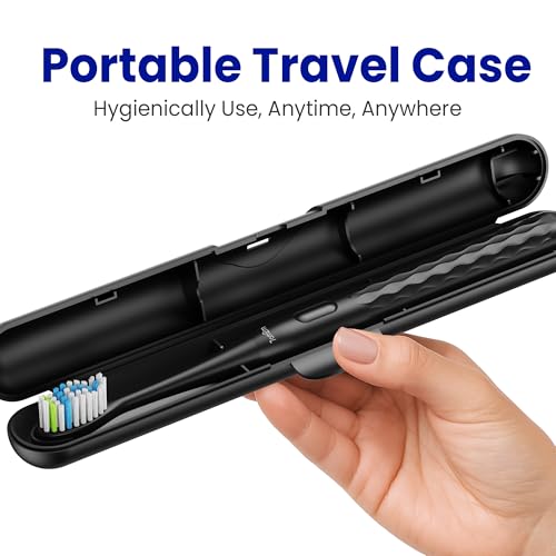 Image of 7AM2M Sonic Travel Electric Toothbrush for Adults&Kids, Travel Case&2 Brush Heads, 1 Charge for 90 Days, Type-C Rechargeable Sonic Toothbrush, Compact Design for Daily /Travel Use-Black