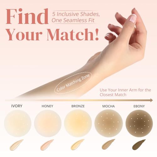 BARE & BASIC Reusable Nipple Covers for Women – Silicone Pasties, Adhesive Nip Covers Reusable, Pasties Cover with Travel Bag3