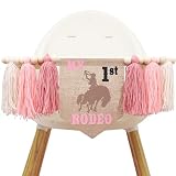 My First Rodeo High Chair Pink Tassel Banner - Cowgirl One Birthday Party Decorations,1st Rodeo Birthday Highchair Banner Photo Props,Western Farm Cowgirl Theme Party Decorations