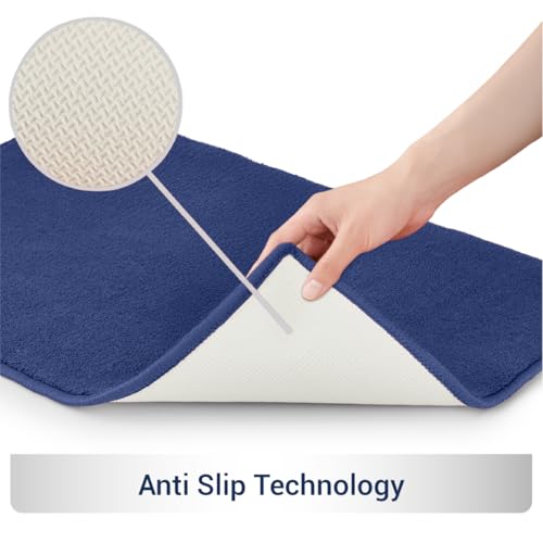Image of Welspun Premium Bath Mats Large for Hall, Bedroom & Living Room | Solid Design | Anti Skid | More Absorbent | Soft Feel | Machine Tufted | (2 x 3 ft, Dark Blue)