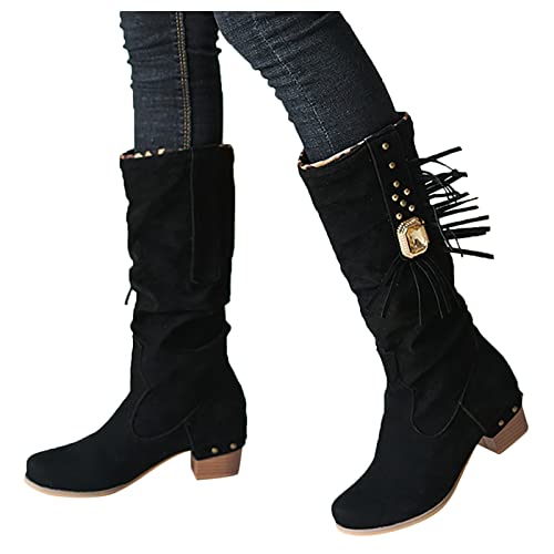 Bottes à talons hauts design strass et finitions franges fixes de qualité