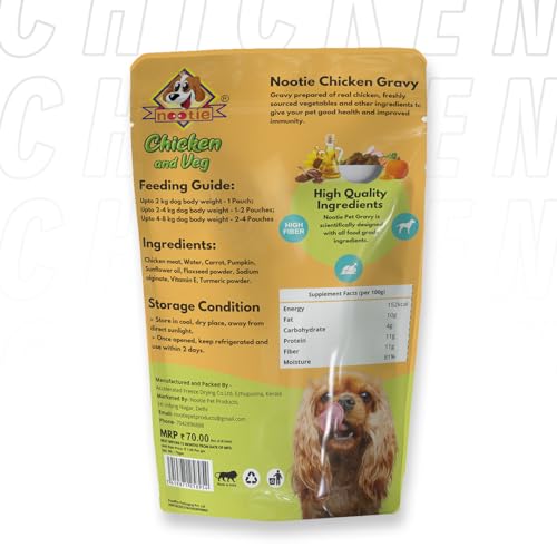 Image of Nootie Dog's Favorite Chicken & Veg Gravy-(70g) Natural Ingredients, Easy to Digest, Enhances Dog Food Gravy for Dogs, Dog Chicken & Veg Gravy, Wet Gravy for Dogs, Dog Food Topper (Pack of 3x70g)
