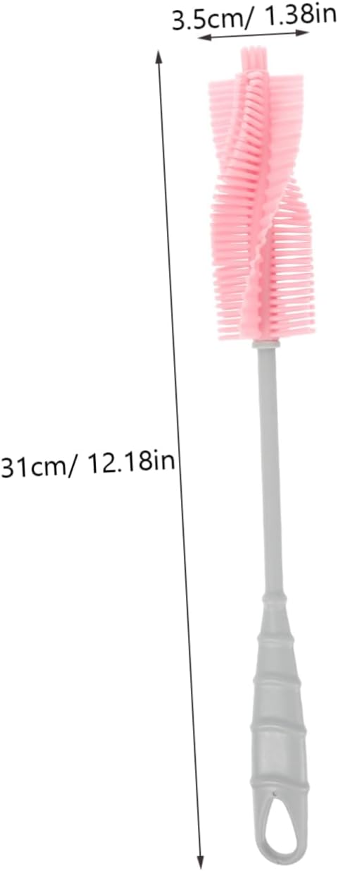 Silicone Bottle Brush Long Handle for Feeding and Cleaning Food-Grade Material for Baby Bottles and Cups Pink