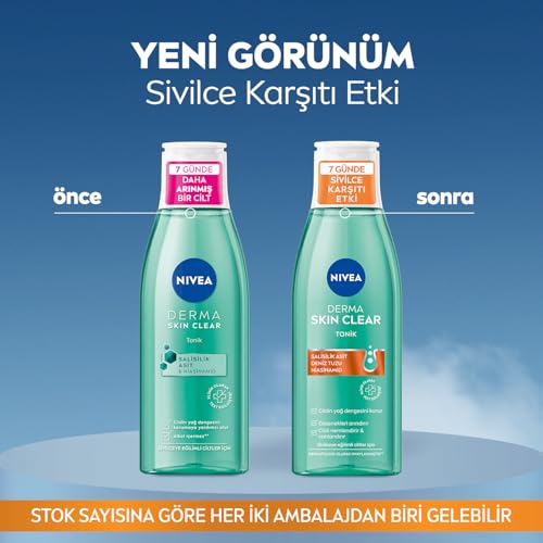 NIVEA Derma Skin Clear Anti Pickel Tonic 200 ml, Salicylsäure (BHA), Apraniamid, Fett- und Pickelneigung Haut, Porenreiniger… – Ansicht 2