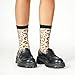 Nevjipu Girls Boys Socks - Gold leopard fashion print Crew Socks for Kids, Comfy Running Sock for 6-10 Years Old