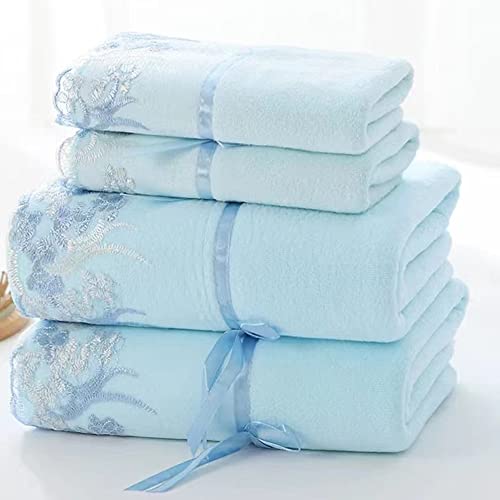 Serviette de visage et de bain en microfibre absorbante avec broderie dentelle - 3