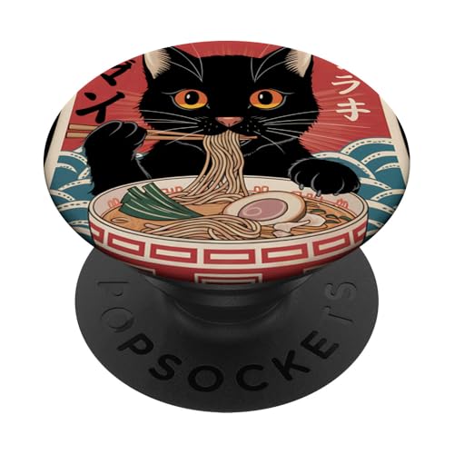 Cat Ramen Japanese Funny Kawaii Cat Graphic Mens Gifts Anime PopSockets Adhesive PopGrip