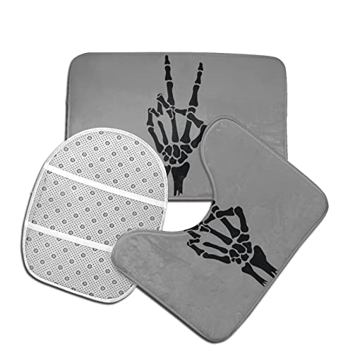 DIRYKILP Badematte + Konturmatte + Toilettendeckelbezug, Handskelett 3 Stück Badematte Set, mit rutschfester Klebeunterseite – Bild 5