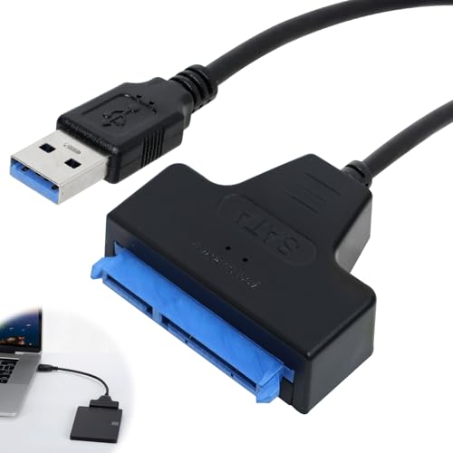 Greacesrio Câble Sata to USB 3.0 Adaptateur SSD/HDD, Adaptateur USB vers SATA pour les Disques durs Externes et Internes 2,5 Pouces Compatible avec Windows XP/Vista/7/8/10 (Noir)