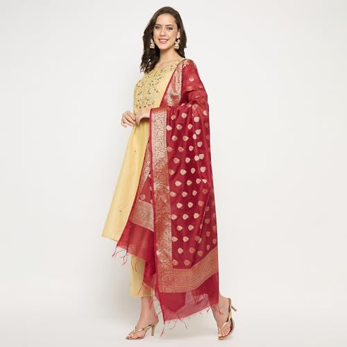Image of Rangavali Beige Gold Embroidered Festive Anarkali Kurta Set | Chanderi Readymade Outfit Kurti for Womens | Kurti Set for Ladies