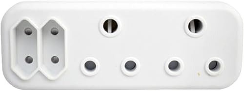4 Way Multiplug Adapter with 2x2 Pin and 2x3 Pin Sockets | Multi-Socket, White Finish, Compact Design, 2-Pin & 3-Pin Ports, Wall Adapter