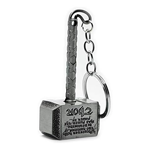 Thor Hammer Mjolnir Keyring Original Brown Colour Solid Single Piece Won't Snap (All Silver) Cover