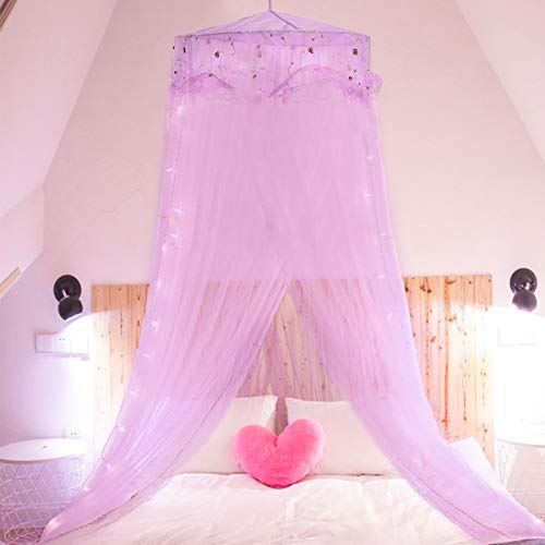 Jeteven Multicolores Mosquitera Redonda Princesa Lujosa Elegante Decoracion de la Cama para Boda Niñas Regala Colgante con Ganchos