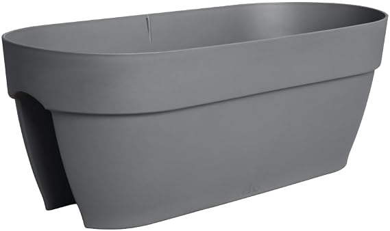 elho Vibia Campana Flower Bridge 60 - Balcony Flower Box with Bracket - 100% Recycled Plastic - L 59 x W 26 x H 22 cm - Black/Anthracite