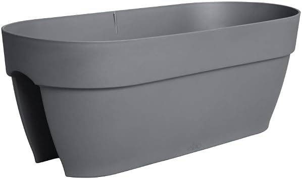 elho Vibia Campana Flower Bridge 60 - Balcony Flower Box with Bracket - 100% Recycled Plastic - L 59 x W 26 x H 22 cm - Black/Anthracite