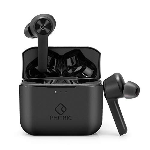 PHITRIC True Wireless Earbuds with Charging Case, Wireless Bluetooth 5.0 Earbuds Wireless Earphones Water Resistant 30Hrs Playtime Best Sport Earbuds 3D Stereo & Bass Sound with Built-in Mic -A801