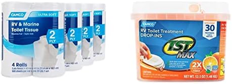 Amazon.com: Camco RV Bathroom Toilet Tissue (16 rolls) + Camco TST MAX Camper/RV Toilet ...