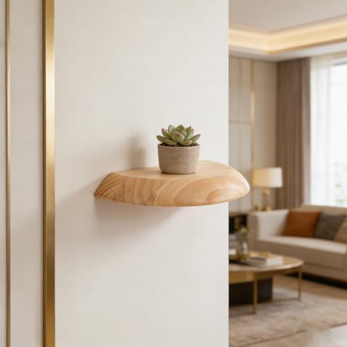 Étagère murale en bois flottante marron style champêtre rustique - 6