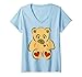 Mujer Corazón de oso de peluche tostado Camiseta Cuello V