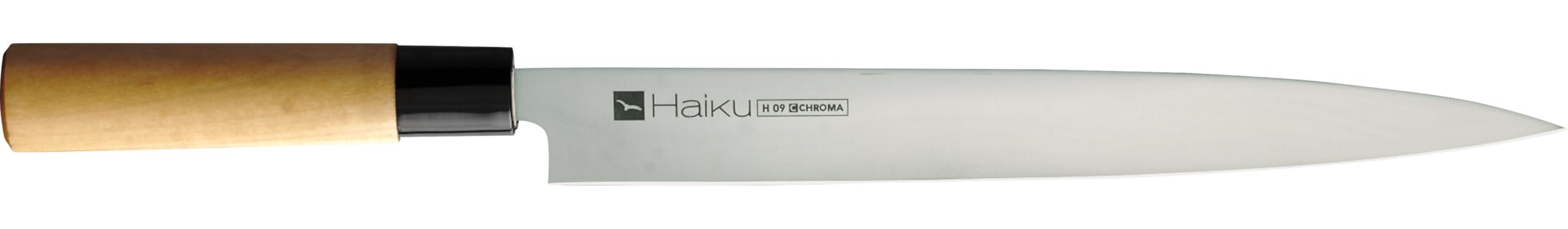 Haiku Yanagi Sashimi Messer H-09-26 cm Klinge, Einseitig Geschliffen, Japanisches Fischmesser mit Griff aus Naturholz