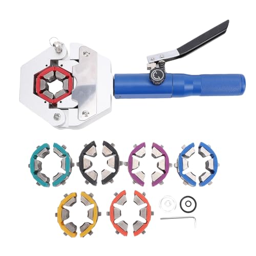 Sorandy Engarzadora Hidráulica de Manguera de CA, Herramienta de Engarzado Manual Portátil con 7 Matrices para Manguera de CA Reparación de Acondicionado Rescate Al Aire Libre