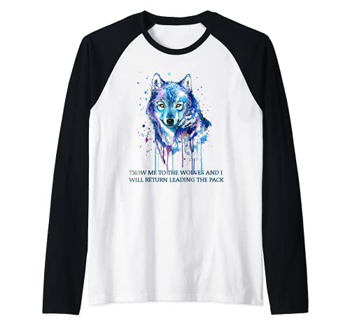 Motivational wolf designed Raglan Baseball Tee, Black
