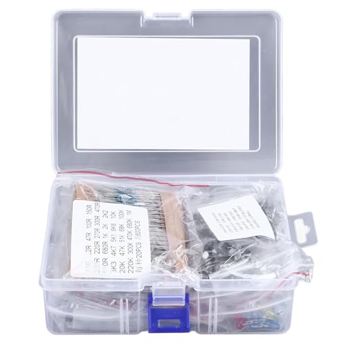 Kit D'assortiment de Composants électroniques avec Boîte de Rangement, 1500 Pièces, Résistances, Transistors, Condensateurs électrolytiques en Céramique,...