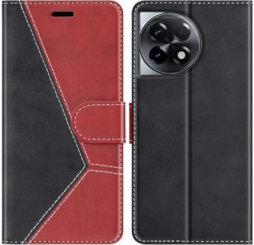 Image of ClickCase Trend Series for OnePlus 11R 5G Leather Wallet Flip Case Magnetic Closure Flip Cover for for OnePlus 11R 5G (Red & Black)