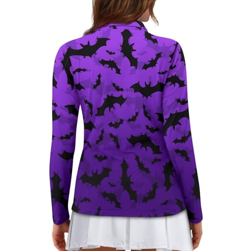 Women's Long Sleeve Golf Polo Shirts Quarter Zip Pullover Quick Dry Athletic Workout Tennis Top XS-2XL3