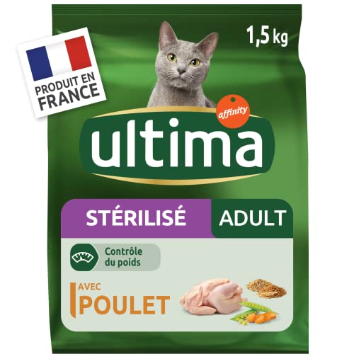 Ultima Trockenfutter für sterilisierte Katzen, Erwachsene, mit Huhn, 8 x 1,5 kg