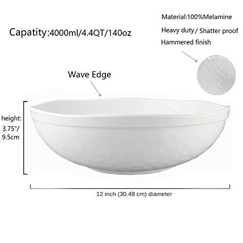 Kx-Ware Melamine Serving Bowls -2Pcs 12Inch Larger Salad Bowls/Mixing Bowls,White Color thumb #1