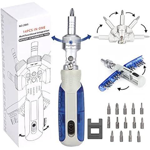 Screwdriver, Screwdriver Set 14 in 1, LZHDZQD Adjustable Angle Ratcheting Magnetic Screwdriver Set for Machine,Automobile,Bicycle,Furniture,Appliance,Computer, Electronics, Repair Work and Home Cover