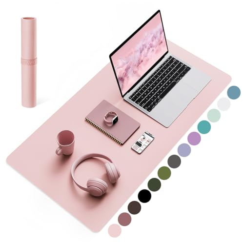 YSAGi Non-Slip Leather Desk Pad Blotter, Waterproof Laptop Computer Desk Keyboard Mat, Table Protector Mat, Large Mouse Pad for Office/Work/Home/Decor(Pink, 31.5" x 15.7") Pink 31.5" x 15.7"