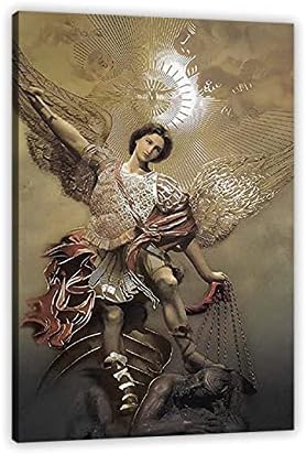 ZHONGYUTONG St. Michael The Archangel Poster Artwork Stretched and Framed Giclee Print Painting Canvas Wall Art Living Room Posters Bedroom Painting for Home Decor ,Ready to Hang (12x18inch)