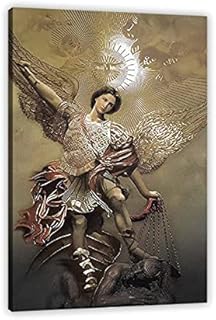 ZHONGYUTONG St. Michael The Archangel Poster Artwork Stretched and Framed Giclee Print Painting Canvas Wall Art Living Room Posters Bedroom Painting for Home Decor ,Ready to Hang (12x18inch)