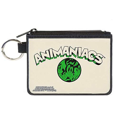 Buckle-Down Animaniacs Wallet, Coin Purse, Animaniacs Wakko Yakko Dot Close Up Pose White Black Green, Canvas