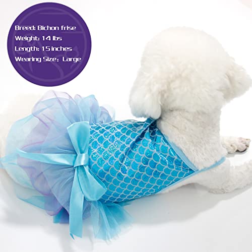 Cyeollo Birthday Dog Dress Mermaid Holiday Outfit Slip Tulle Skirt Dog Clothes Girl Sparkly Princess Tutu Dog Dresses For Small Dogs #TOP4