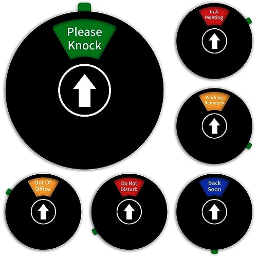 Image of Office Door Sign- Do Not Disturb /Out of Office /Please Knock /In a Meeting /Working Remotely /Back Soon, Rotating Privacy Door Sign Conference, 6 Inch, Black