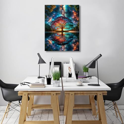 Tree of Life Canvas Wall Art Starry sky reflection Pictures Wall Decor Modern Abstract Poster Print Artwork for Living Room Yoga Room Hotel Bedroom Home Decoration 12x16in - Image 6