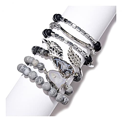 Bracelet multicouche en œil de tigre et cristal : l'élégance d'une manchette feuille